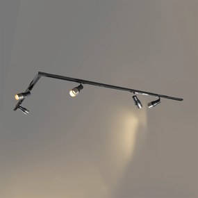 Модерна релсова система за осветление с 5 прожектора цвят оръжейно сиво 1-фазов - Iconic Kohua