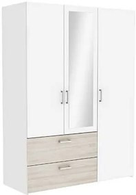 Гардероб Coben Трикрилен-дъб - бял
