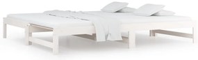 820428 vidaXL Разтегателно дневно легло, без матрак, бяло, 2x(90x200) см