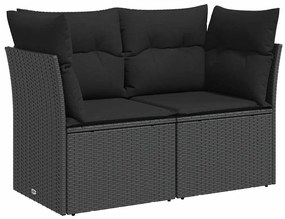 365963 vidaXL Градински диван с възглавници 2-местен черен полиратан