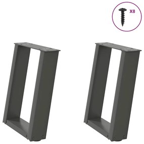 4012758 vidaXL Крака за масичка за кафе, U-образни, 2 бр., антрацит, 28 x (42-43) см, стомана