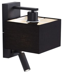 Модерен стенен аплик черен квадратен с лампа за четене - Puglia