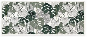 Бяло-зелен килим подходящ за пране 80x150 cm Monstera – Oyo Concept