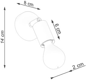 Черна стенна лампа ø 6 cm Brando - Sollux