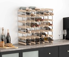 282470 vidaXL Стойка за вино за 42 бутилки, масивна борова дървесина