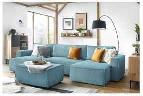 Светлосиня табуретка от велур Nihad - Bobochic Paris