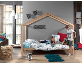 Детско легло къща от масивен бор в естествен цвят 90x200 cm DALLAS – Vipack
