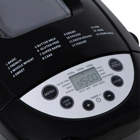 Хлебопекарна Mesko MS 6022, 1/1.5 кг, 850 W, 15 програми, LCD Дисплей, Двойна бъркалка, Подвижна кошница, Черен