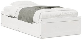 846832 vidaXL Рамка за легло без матрак, бял, 90x200 см, бор масив