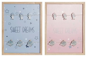 Рамка за Снимки с Клипсове DKD Home Decor Sweet Dreams Дървен MDF (40 x 40 x 3 cm) (2 pcs)