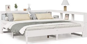 3324410 vidaXL Легло с етажерка за книги, без матрак, 200x200 см, бор масив