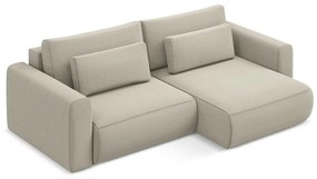 Бежов кадифен разтегателен ъглов диван с място за съхранение (десен ъгъл) Kapua – Makamii