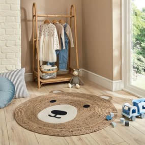 Ютен детски килим в естествен цвят 100x100 cm Bertie Bear – Flair Rugs