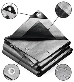 Брезент сребърно - черен 6x8 м 260 г/м2