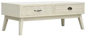 285751 vidaXL Кафе маса с 2 чекмеджета, дърворезба, сива, 110x50x40 см, дърво