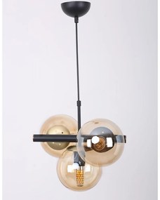 Жълто-черна висяща лампа със стъклен абажур ø 15 cm Cascade - Squid Lighting