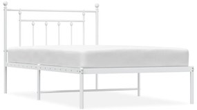 353582 vidaXL Метална рамка за легло с горна табла, бяла, 107x203 см
