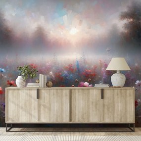 Самозалепващ тапет – Нежни цветя в мъглива мъгла