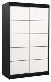 Гардероб с плъзгащи врати LISO, 120x200x58, черен/бял
