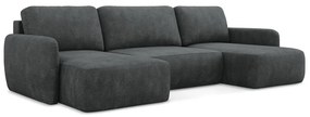 Тъмносив шенилов разтегателен ъглов диван с място за съхранение (U форма) Lilo – Makamii