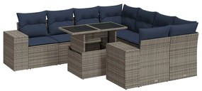 3326772 vidaXL Градински комплект диван с възглавници 9 части сив полиратан