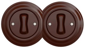 Kliklap - Двоен ретро еднополюсен ключ с рамка №1, кафяв