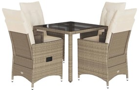 3276800 vidaXL Градински комплект с възглавници, 5 части, бежов полиратан