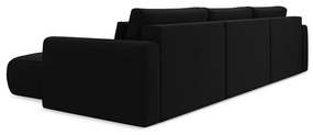 Черен кадифен разтегателен ъглов диван с място за съхранение (U форма) Kapua – Makamii