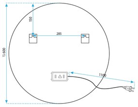 Огледало LED BLUETOOTH FFJ 60cm