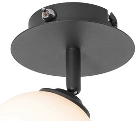 Модерен прожектор черен с опалово стъкло с превключвател - Атина