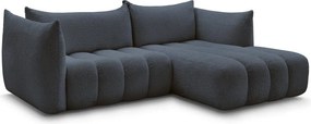Тъмносин ъглов диван от прежда с примки от букле (десен ъгъл) Azra – Bobochic Paris