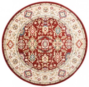 Кръгъл винтидж килим червен бежов Šírka: 170 cm