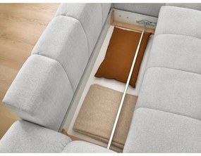 Светлосив шенилов сгъваем/с място за съхранение ъглов диван (десен ъгъл) Everest – Bobochic Paris