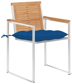 3078606 vidaXL Градински столове, 6 бр, с възглавници, тиково дърво масив
