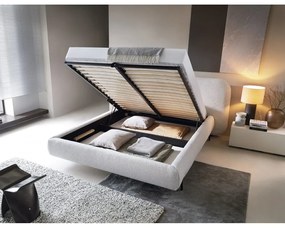 Бежово двойно легло 180x200 cm тапицирано с място за съхранение с включена подматрачна рамка Pointt – ELTAP