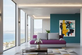 Диван-легло Рибод-Лилаво - Сиво