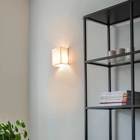 Модерна стенна лампа от юта, бяла, с текстилен абажур - Vete