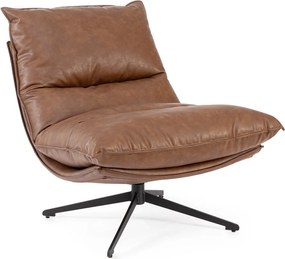 Кресло с място за съхранение от изкуствена кожа в цвят кафяв коняк Alanez – Bizzotto