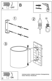 Черна стенна лампа Roda - Sollux