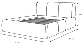 Светлосиво тапицирано двойно легло с място за съхранение с решетка 160x200 cm Vernon - Bobochic Paris