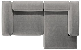 Светлосив ъглов диван от рипсено кадифе (десен ъгъл) Bergano – Cosmopolitan Design