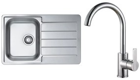 ALVEUS SET0026 - Кухненска мивка LINE + смесител за мивка TONIA 29,5 см сатен/хром