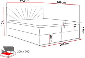 Тапицирано легло Top 4-Gkri-180 x 200 εκ.