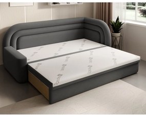 Кафяво-сив кадифен сгъваем/с място за съхранение диван десен ъгъл 223 cm Fabillo – ELTAP