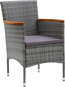 310567 vidaXL Градински трапезни столове, 4 бр, полиратан, сиви