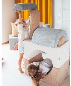 Кремаво велурено игрище от пяна 75x49x37 cm Rainbow Montessori – Wigiwama