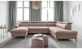 Бежов U-образен разтегателен диван, десен ъгъл Sweet Harmony - Miuform