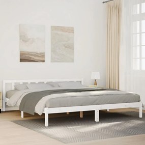 852439 vidaXL Рамка за легло без матрак, бял, 180x210 см, борово дърво масив