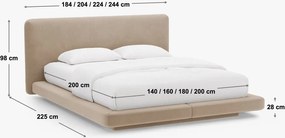 Светлосиво двойно легло 200x200 cm тапицирано Linea – Micadoni