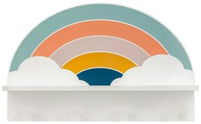 Детски стенен рафт със закачалки дъга/цветен